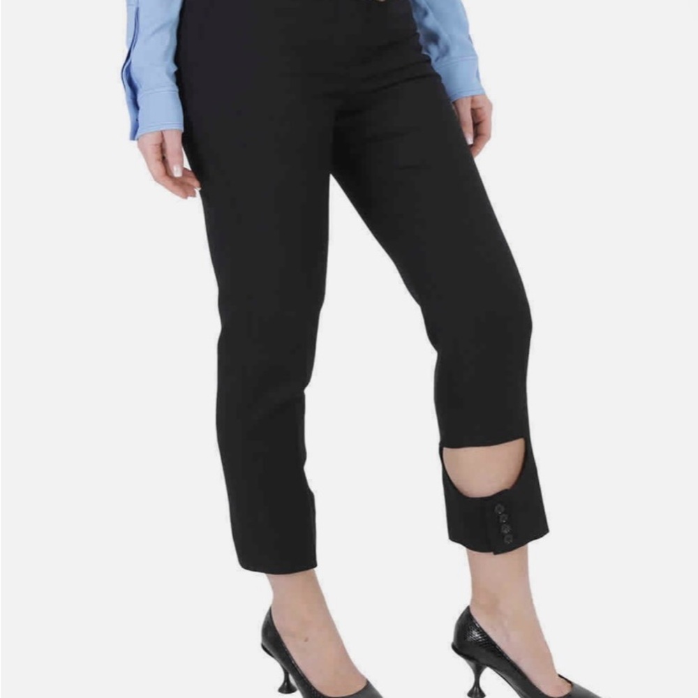 BURBERRY BLACK 100% YEAR ROUND VIRGIN WOOL PANTS WITH UNIQUE CUT OUT DETAILING - Picture 11 of 16